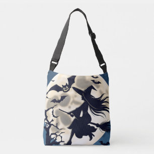 Custom Halloween Bags, Womens Witch Riding Broom Crossbody Bag