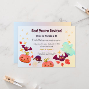 Custom Halloween Bats Pumpkins Ghost Kids Birthday Invitation
