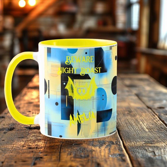 Custom Halloween - Bright Yellow Bat Night Roast  Mug (Creator Uploaded)