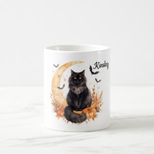 Custom Halloween Ceramic Mug Black Cat Lover Gift