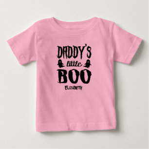 Custom Halloween Daddy's Little Boo Black Pink Baby T-Shirt