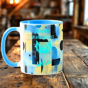 Custom Halloween - Electric Cyan Bat Night Roast  Mug