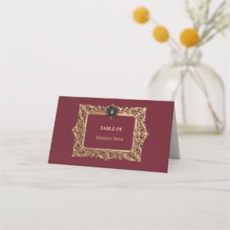 Custom Halloween Folded Place Card Gold