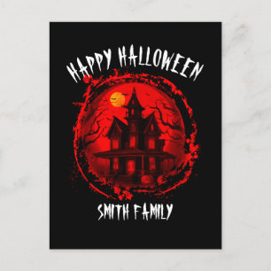 CUSTOM HALLOWEEN HAUNTED HOUSE FAMILY PARTY POSTCARD