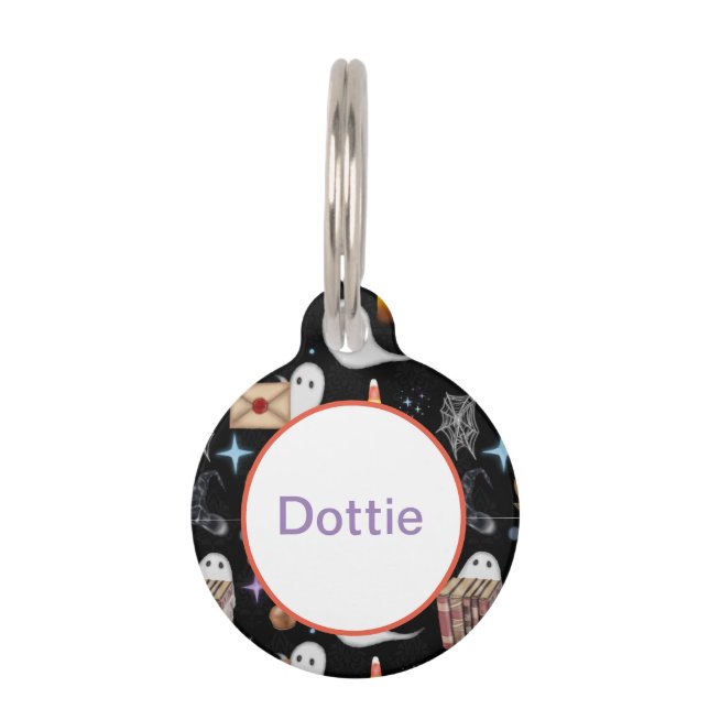 Custom Halloween Library Pet ID Tag (Front)