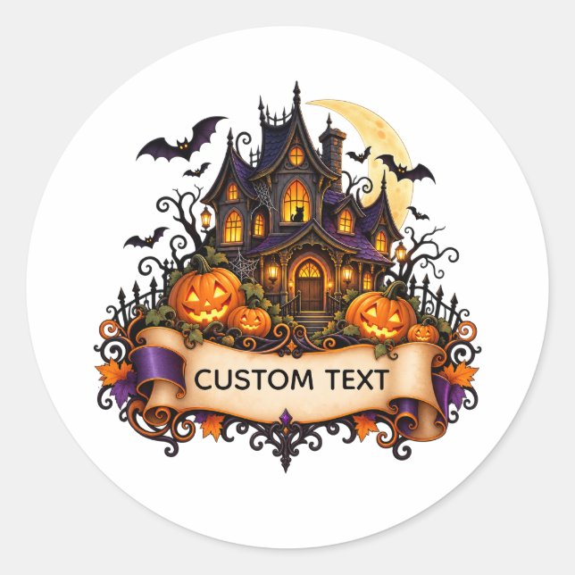 Custom Halloween Magic House Sticker (Front)