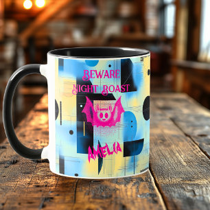 Custom Halloween - Neon Pink Bat Night Roast  Mug