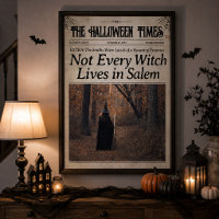 Custom Halloween Newspaper Wall Art Witch in Salem