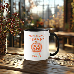Custom Halloween - Orange Pumpkin Design Mug