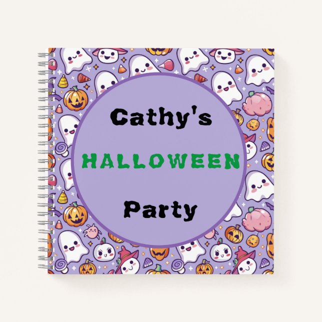 Custom Halloween Party Ghosts & Pumpkins Notebook (Front)