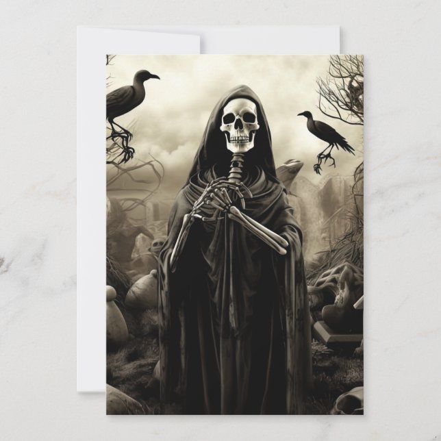 Custom Halloween Party Gothic Skeleton Graveyard Invitation (Front)