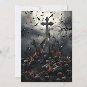 Custom Halloween Party Gothic Skulls Graveyard Invitation