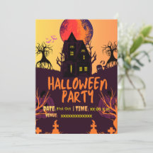 Custom Halloween Party Invitation Card Haunted