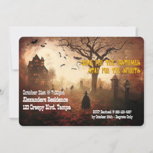 Custom Halloween Party Invite Graveyard