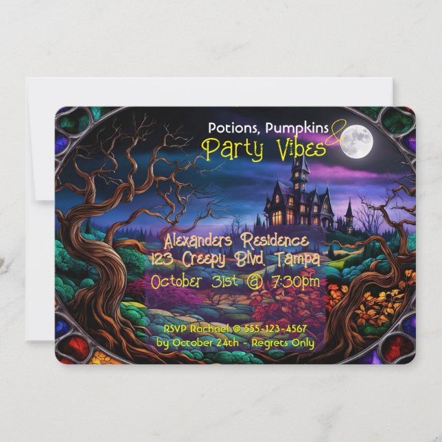 Custom Halloween Party Invite Haunted House (Front)