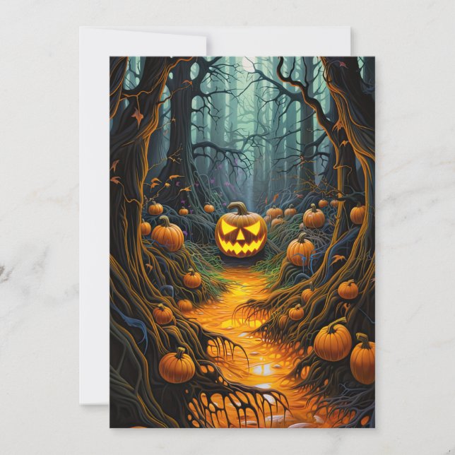 Custom Halloween Party Jack o Lantern Pumpkin Invitation (Front)