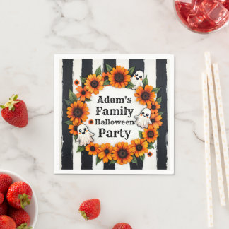 Custom Halloween Party - Personalised Ghost Floral Napkin