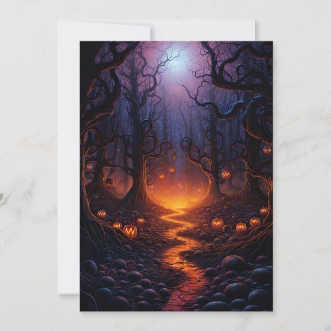 Custom Halloween Party Pumpkin Creepy Forest Invitation (Front)
