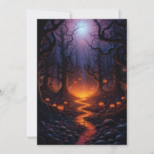 Custom Halloween Party Pumpkin Creepy Forest Invitation