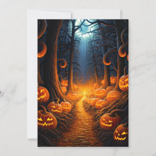 Custom Halloween Party Pumpkin Creepy Forest Invitation