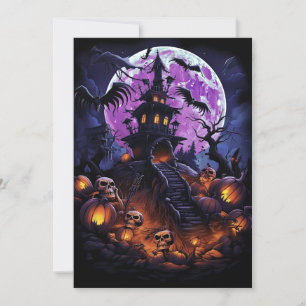 Custom Halloween Party Skeleton Haunted House  Invitation