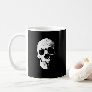 Custom Halloween Party Skull Black & White Pop Art Coffee Mug