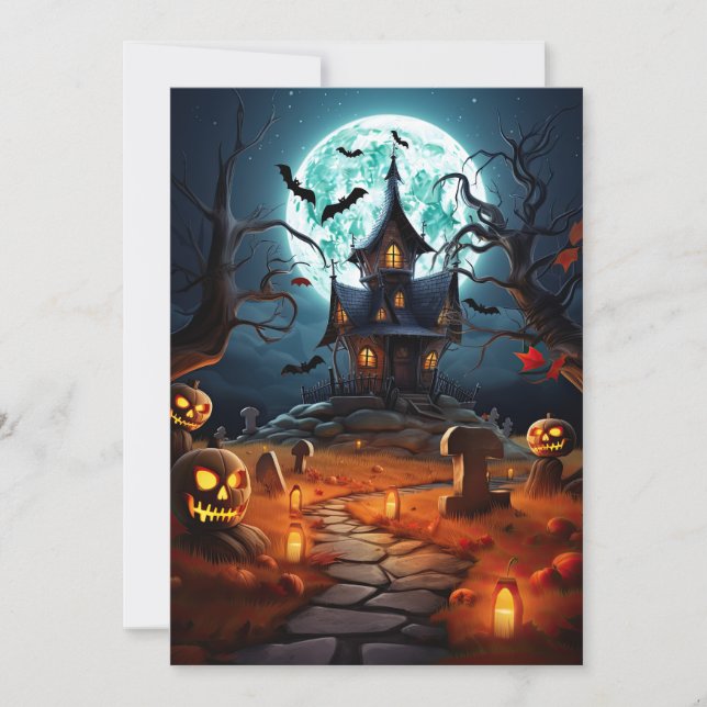 Custom Halloween Party Spooky Haunted House  Invitation (Front)