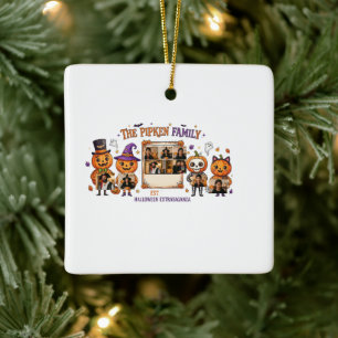 Custom Halloween Pumpkin Family Photo Frame T-Shir Ceramic Ornament