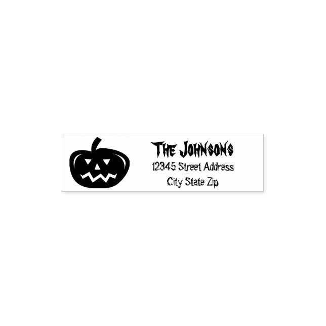 Custom Halloween pumpkin party address ink stamp (Design)