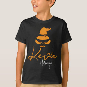 Custom Halloween Pumpkin Witch Hat Birthday  T-Shirt