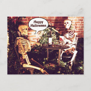 Custom Halloween Skeletons Partying Card