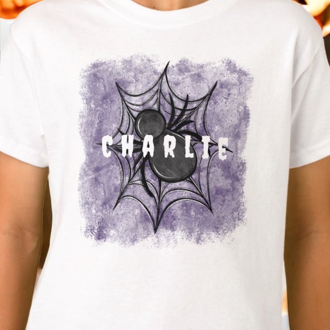 Custom Halloween Spooky Black Spider in Web T-Shirt (Creator Uploaded)