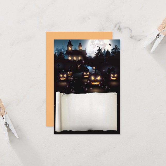 Custom Halloween Spooky Night Card (Front/Back In Situ)