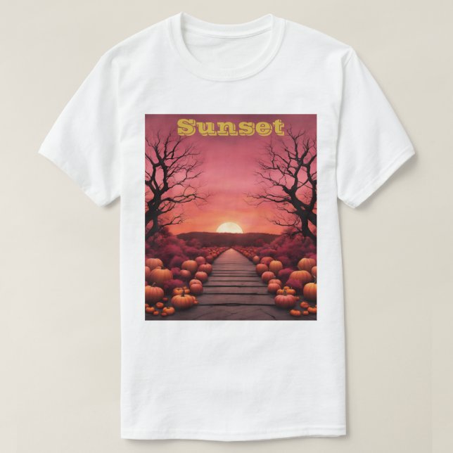 Custom Halloween Sunset T-Shirt (Design Front)