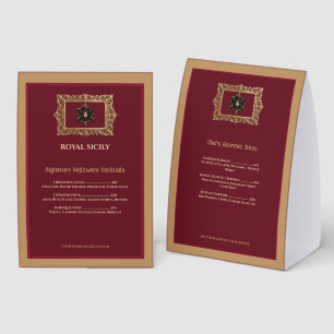 Custom Halloween Table Tent Menu Gold