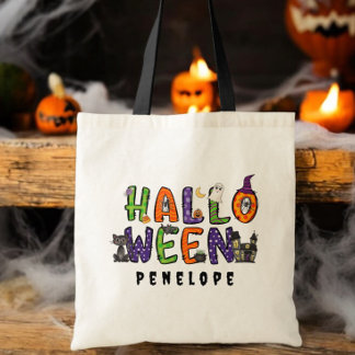 Custom Halloween Trick or Treat Festive Elements Tote Bag