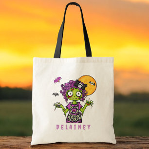 Custom Halloween Trick Treat Zombie Cook Tote Bag