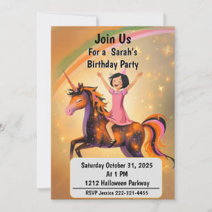 Custom Halloween Unicorn Birthday Party Invitation