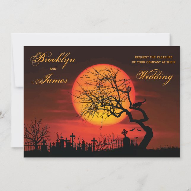 Custom Halloween Wedding Invitations Night (Front)