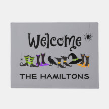 Custom Halloween Welcome Mat With Family Name