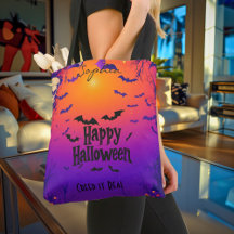 Custom Halloween with Bats and Spooky Sunset Back