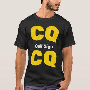 Custom Ham Radio Shirt Gold CQ Light Gray Call