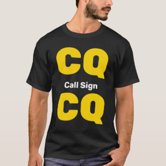 Custom Ham Radio Shirt Gold CQ Light Gray Call