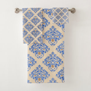 CUSTOM HAMPTON BLUE BATHROOM TOWEL SET