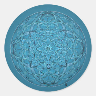 Custom hand drawn blue mandala classic round sticker
