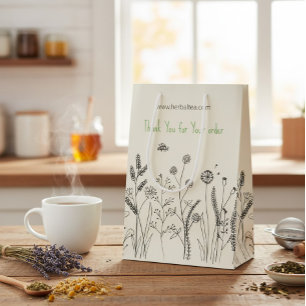 Custom Hand Drawn Botanical Thank You Gift Bag 