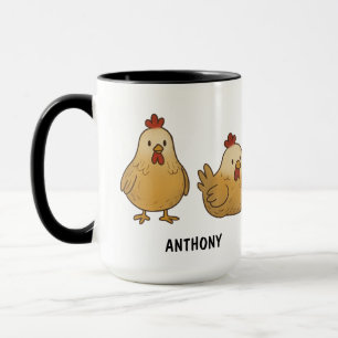 Custom Hand Drawn Chickens Farm Life Hens Coffee Mug