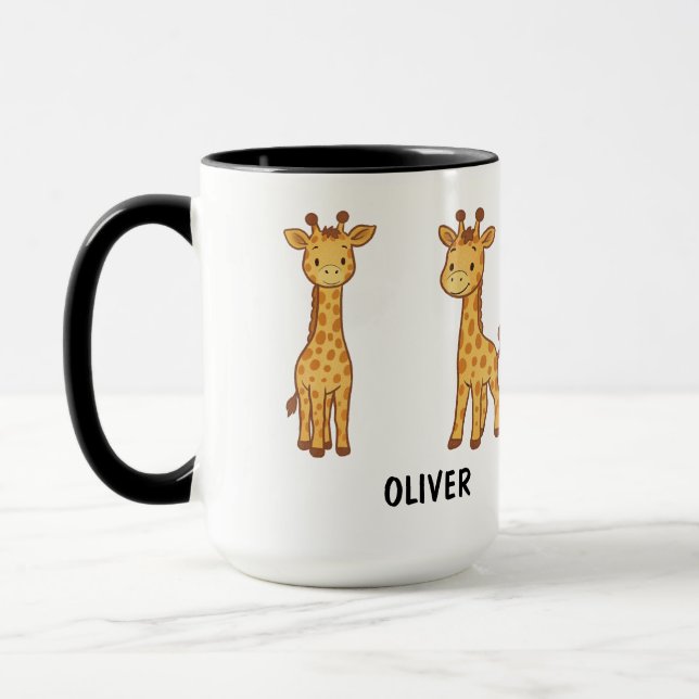 Custom Hand Drawn Cute Giraffe Mug (Left)