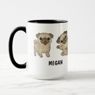 Custom Hand Drawn Cute Pug Dog Coffee Mug