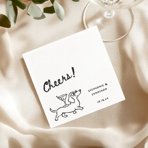 Custom Hand Drawn Dachshund Wiener Dog Wedding Napkin